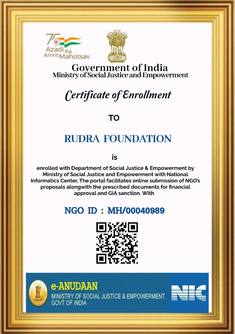 Certificate of Enrollment — Rudra Foundation, NGO ID: MH/00040989